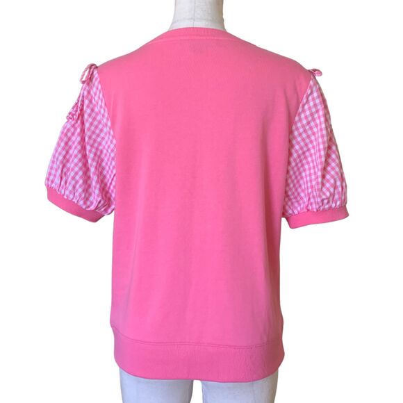 Tommy Hilfiger Cotton Gingham Check Short Sleeve Blouse Top Pink Size SP - Picture 6 of 12